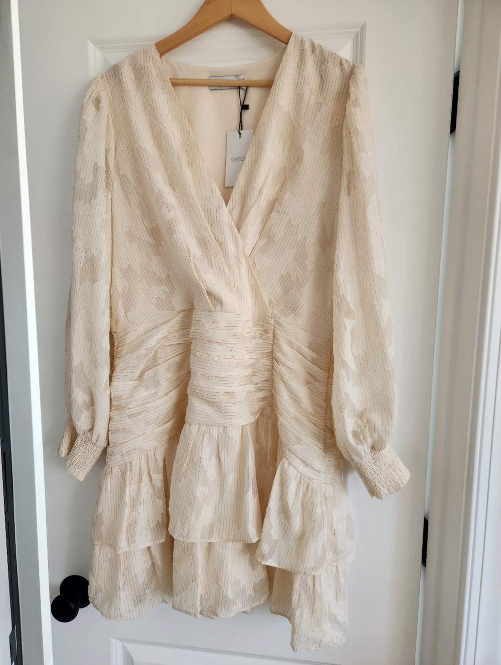 NWT - Greylin Floral Metallic Stripe Cream Dress Size XL